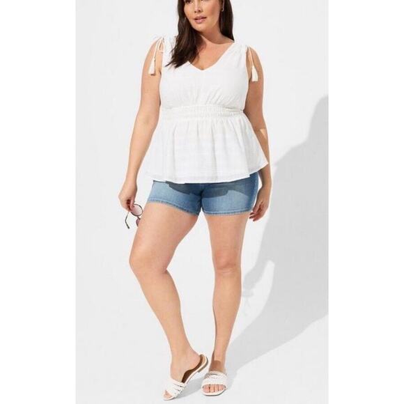 New Torrid Window Pane V-Neck Sleeveless Peplum Tank Cloud Dancer White 5X/28 - Picture 3 of 7